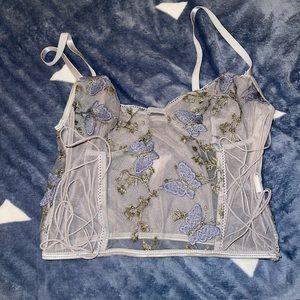 Sheer grey butterfly lingerie top